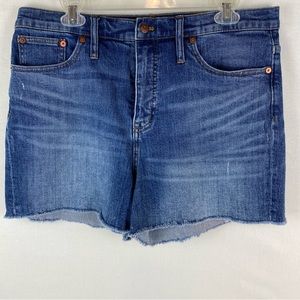 Madewell High-Rise Blue Denim Slightly Distressed Shorts Size 32